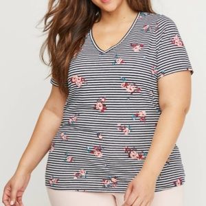 NWT Striped Floral Tee